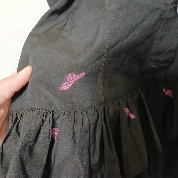 LIKE New Mariella burani AMULETI ITALIAN MADE TIERED RUFFLE SKIRT HAT EMBROIDER - Picture 3 of 5